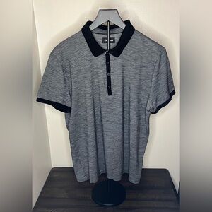 Express Men's Heathered Gray Polo with Black Accents